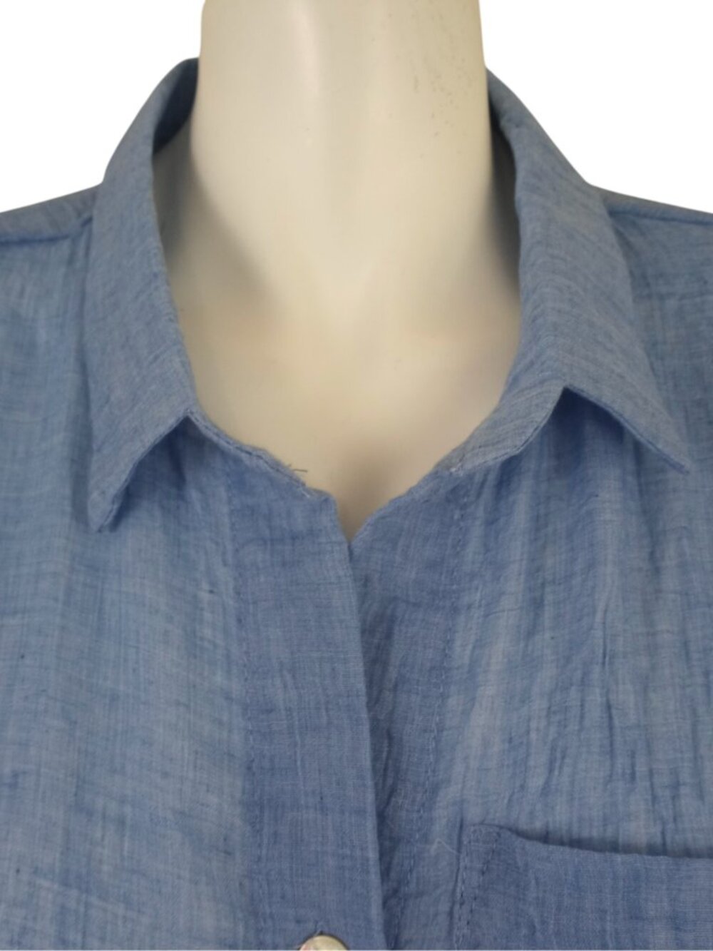 J Valdi Blue Button Up Big Shirt Swim Coverup Womens Large Long Sleeve - Picture 2 of 7